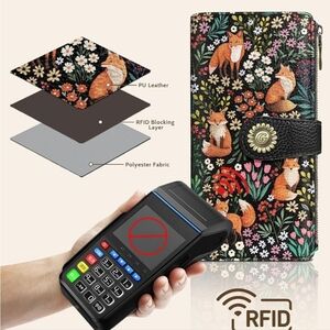 Floral Fox RFID Blocking Wallet Case